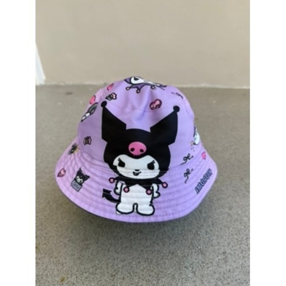 Sanrio Kuromi Bucket Hat Womens OS Purple Excellent All Over Print Sun Hat